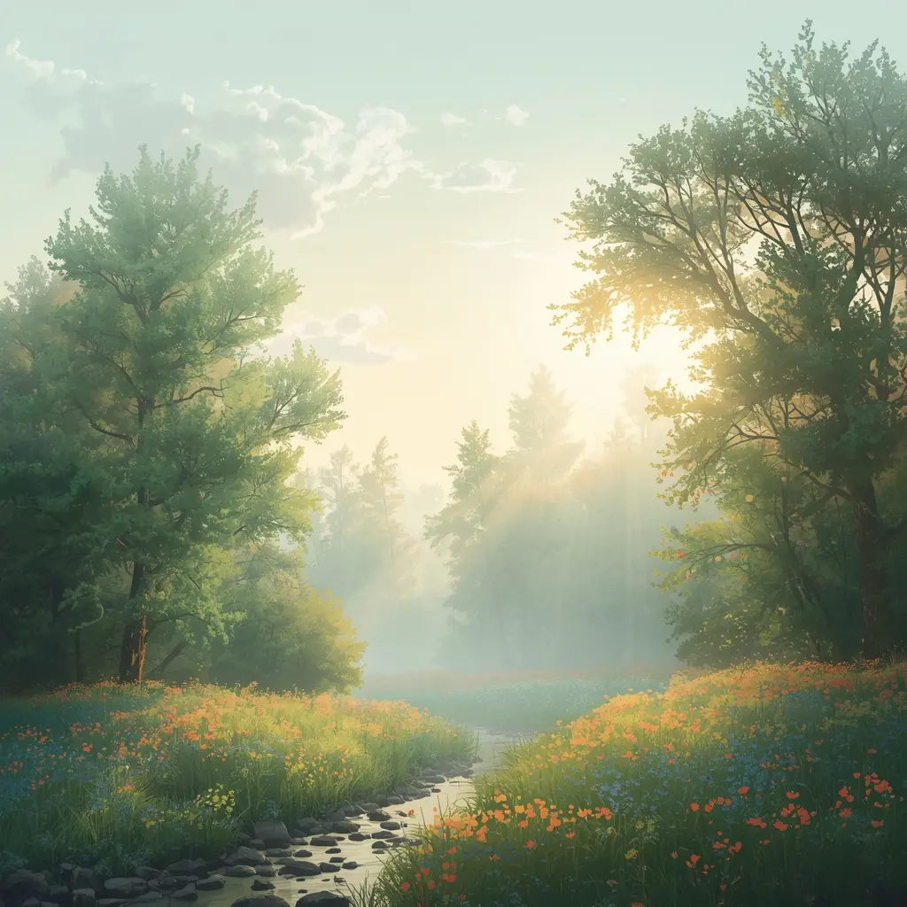 Rauhallinen aamuhetki luonnossa